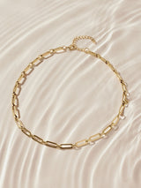 Gold Tone Stainless Steel Paperclip Chain Necklace