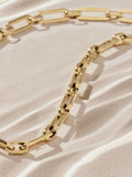 Gold tone stainless steel paperclip chain necklace, UK version