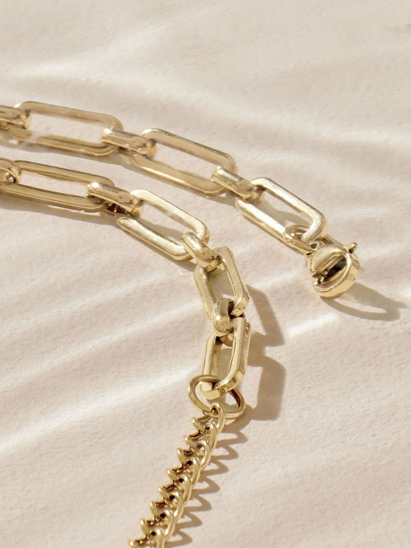 Gold tone stainless steel paperclip chain necklace, UK version