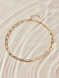 Gold tone stainless steel paperclip chain necklace, UK version