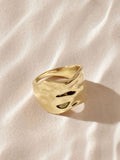 Gold tone stainless steel chunky ring, UK version
