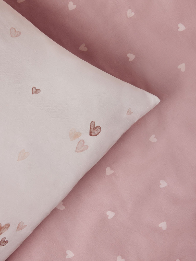 Natural Hearts duvet cover and pillowcase set, imported from the UK