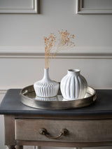 Laura Ashley White Stoneware Vases Set of 2 Tabletop Vases