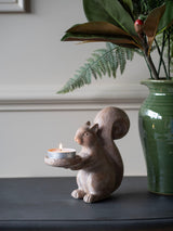 Laura Ashley Natural Wood Squirrel Candle Holder 19cm