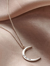 Posh Totty Designs Personalised Crescent Moon Necklace with 18 Inch Sterling Silver Chain
