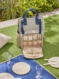 Blue/Neutral Mediterranean 4 Person Picnic Backpack