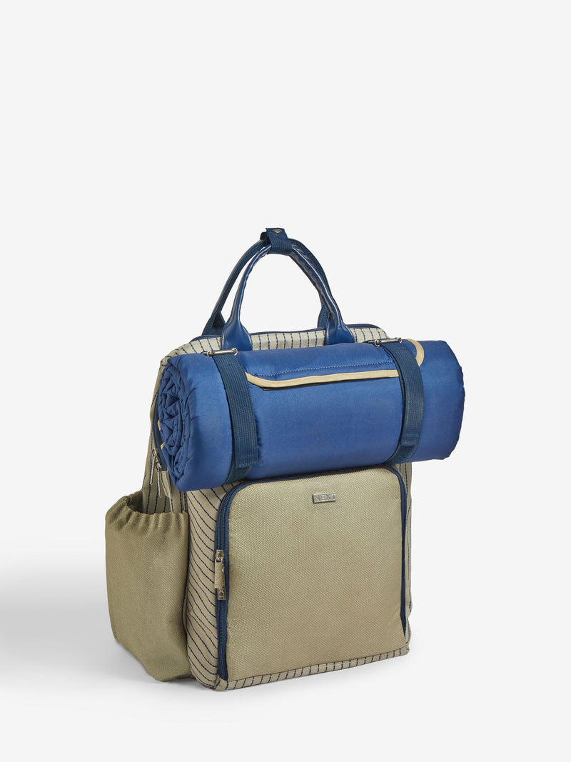 Blue/Neutral Mediterranean 4 Person Picnic Backpack
