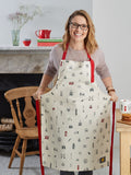 Victoria Eggs Red and Charcoal Simply London apron (British brand)