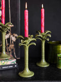 Rockett St George green palm tree taper candle holder 25cm height, imported from the UK