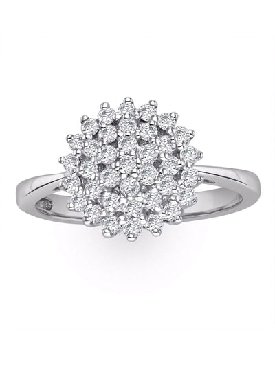 The Diamond Store Silver Tone Cluster Lab Diamond Ring 0.33ct H/Si Set