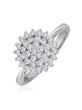The Diamond Store Silver Tone Cluster Lab Diamond Ring 0.33ct (British brand)