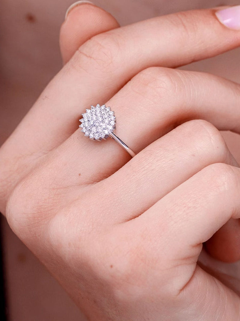 The Diamond Store Silver Tone Cluster Lab Diamond Ring 0.33ct (British brand)