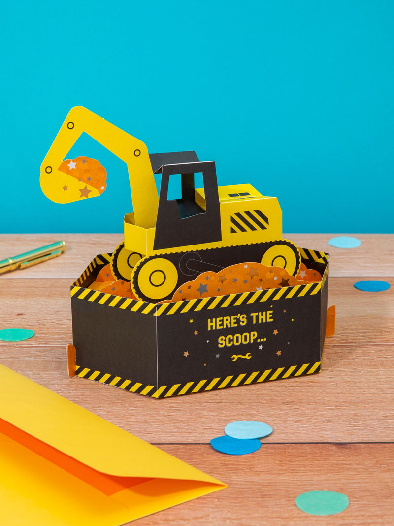 Hallmark Yellow Kids Birthday Card 3D Pop-Up Digger Design