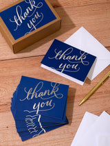 Hallmark Blue Thank You Cards with Foil Script Design 40 Pack