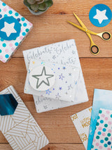 Hallmark White Celebration Gift Wrap Set with 6 Sheets and 6 Tags in 3 Designs