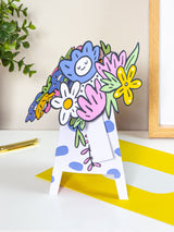 Hallmark Multi 3D Pop Up Paper Gift Flowers Spotty Vase