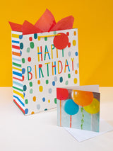Hallmark Multi Birthday Gift Bag with Red Tissue and Card Set