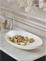 White Large Pleated Ceramic Bowl 34cm Diameter