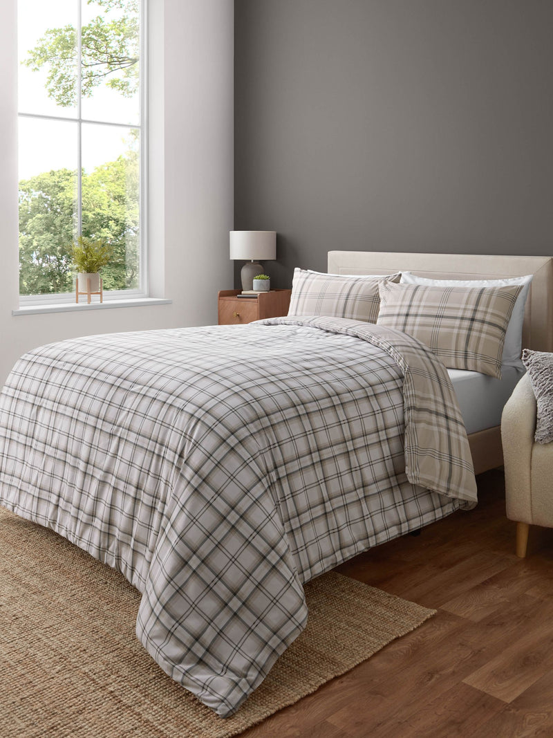Catherine Lansfield Kelso Check Reversible Duvet Cover Set - British product