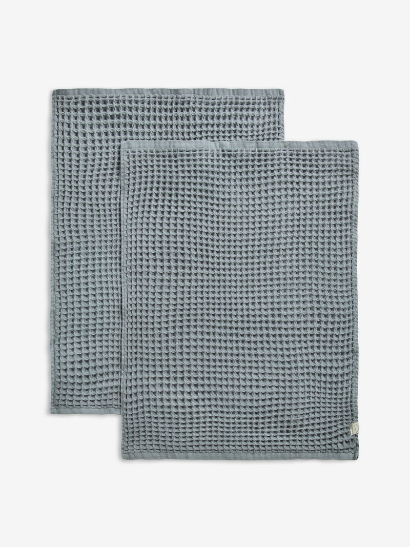 Grey waffle tea towels set of 2, 60cm by 40cm, UK version