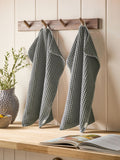 Grey waffle tea towels set of 2, 60cm by 40cm, UK version