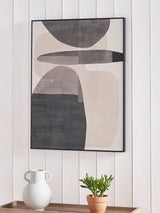 Pacific Black and White Canvas with Ovals Design Frame Canvas Wall Art 80cm x 60cm