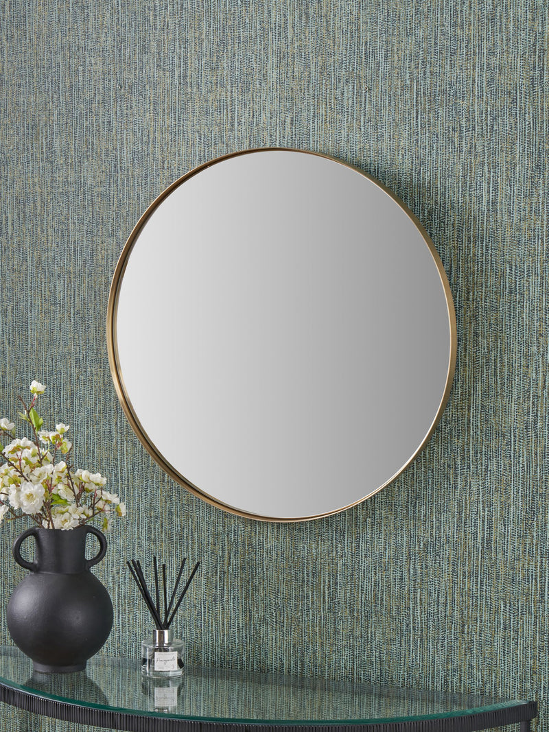 Pacific brushed gold wall mirror 60cm, imported from the UK