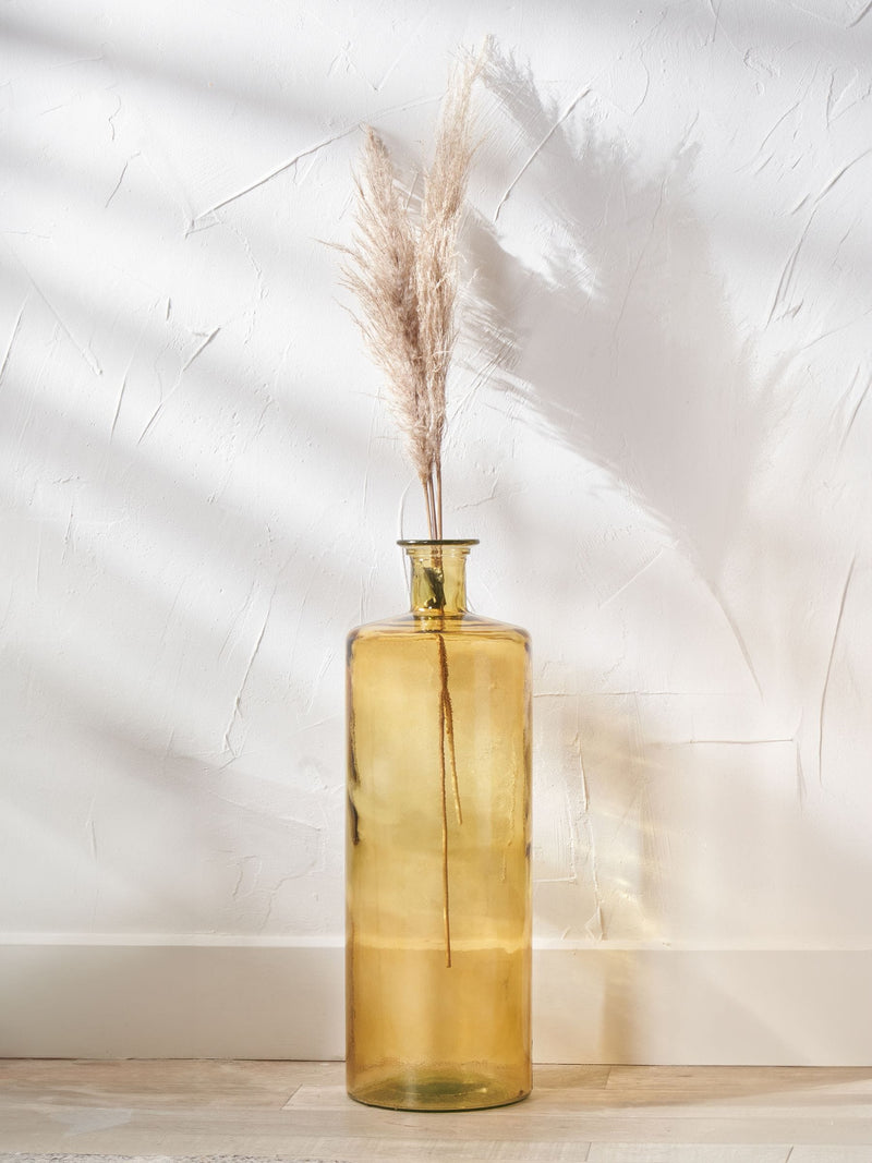 Pacific amber glass bottle tall vase 75cm, imported from the UK