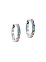 Ted Baker Crystal Hoop Earrings Rainbow Pastel Silver Tone