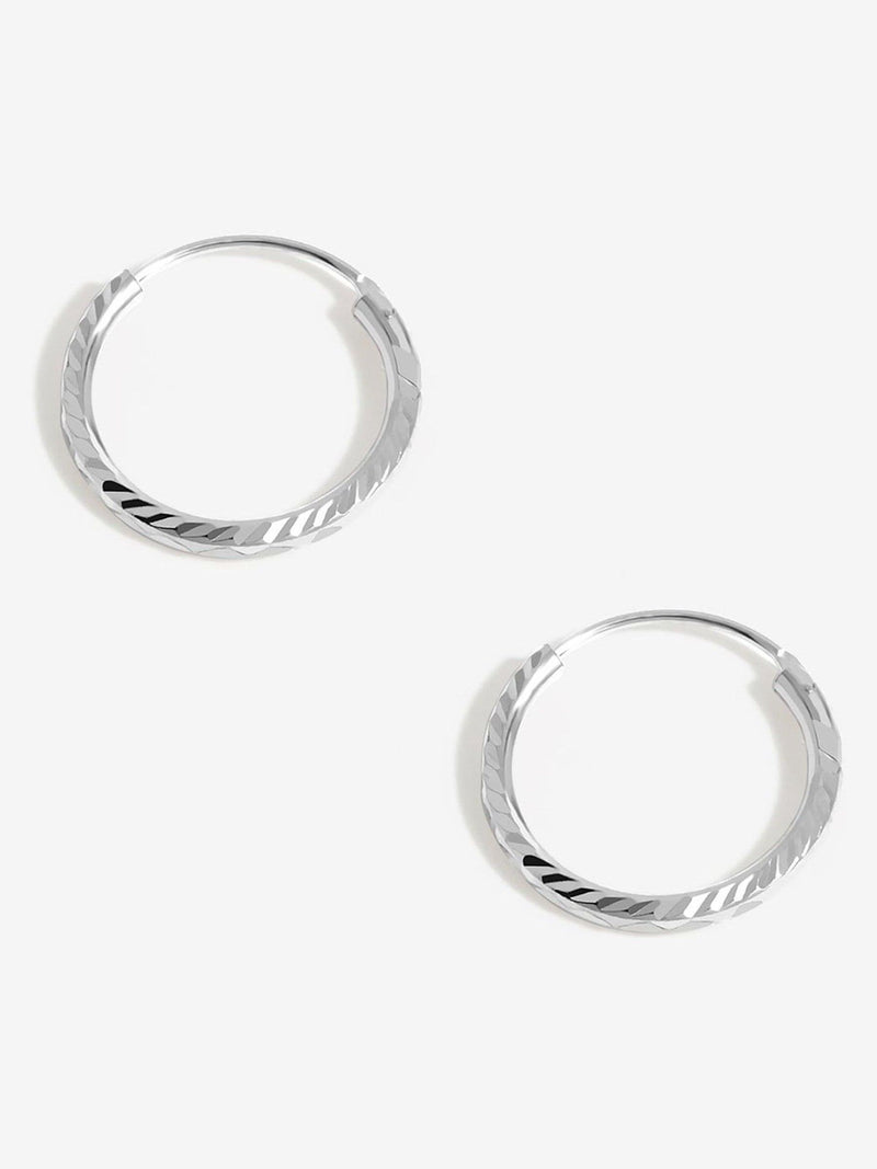 Simply Silver sterling silver textured mini sleeper hoop earrings 18mm (British brand)