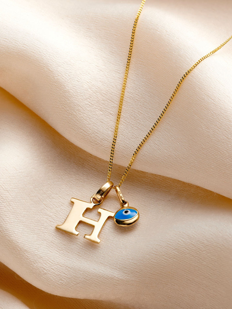Posh Totty Designs evil eye initial necklace, imported from the UK