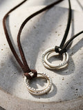 Posh Totty Designs Personalised Two Ring Russian Leather Cord Necklace 24 inch, imported from the UK