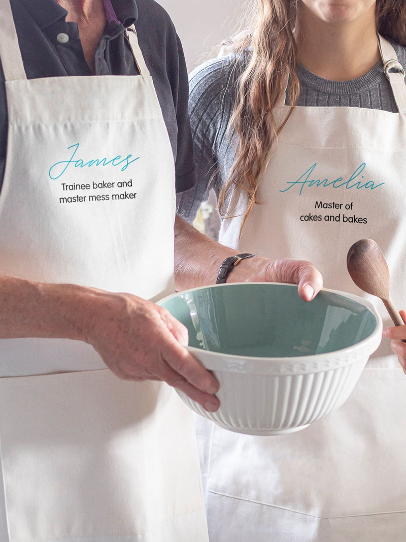 Jonnys Sister personalised couples matching cotton apron, imported from the UK