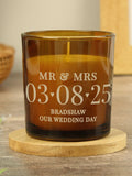 PMC personalised amber glass candle jar, imported from the UK