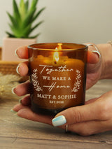 PMC Personalised Home Amber Glass Vanilla-Scented Candle 8cm Tall