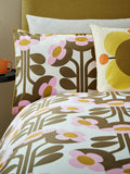 Orla Kiely Blossom Buttercup duvet cover and pillowcase set, imported from the UK
