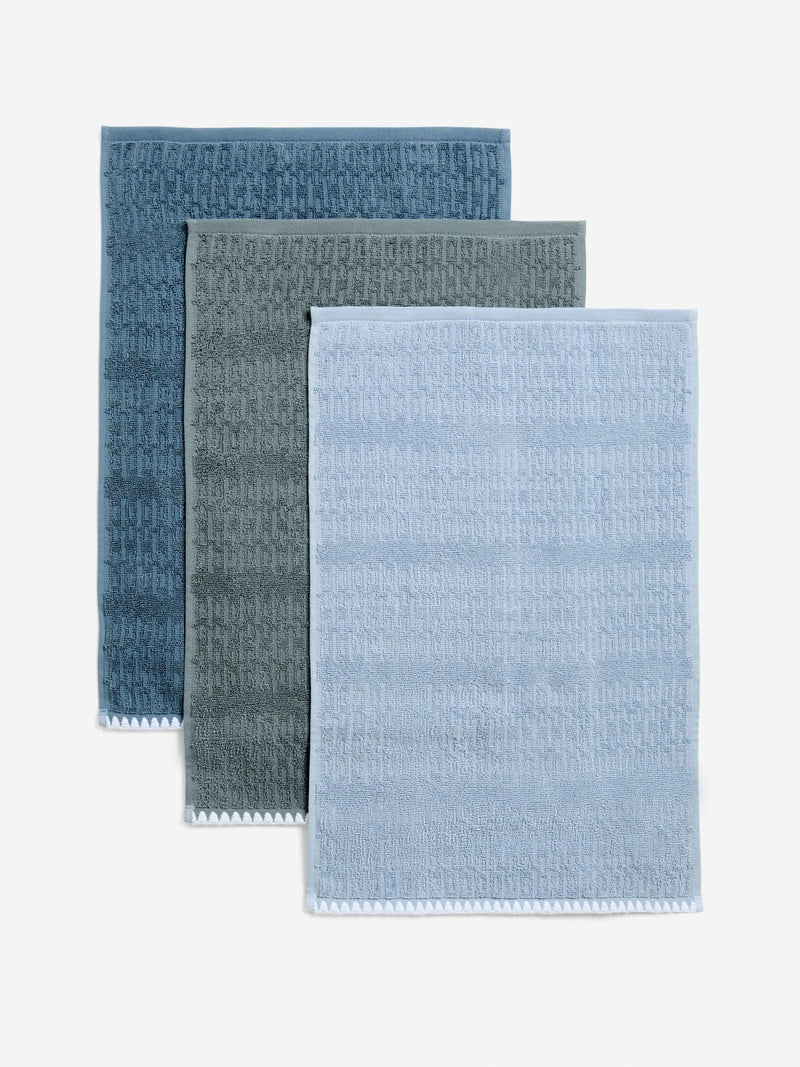 Blue terry tea towels set of 3 - British product