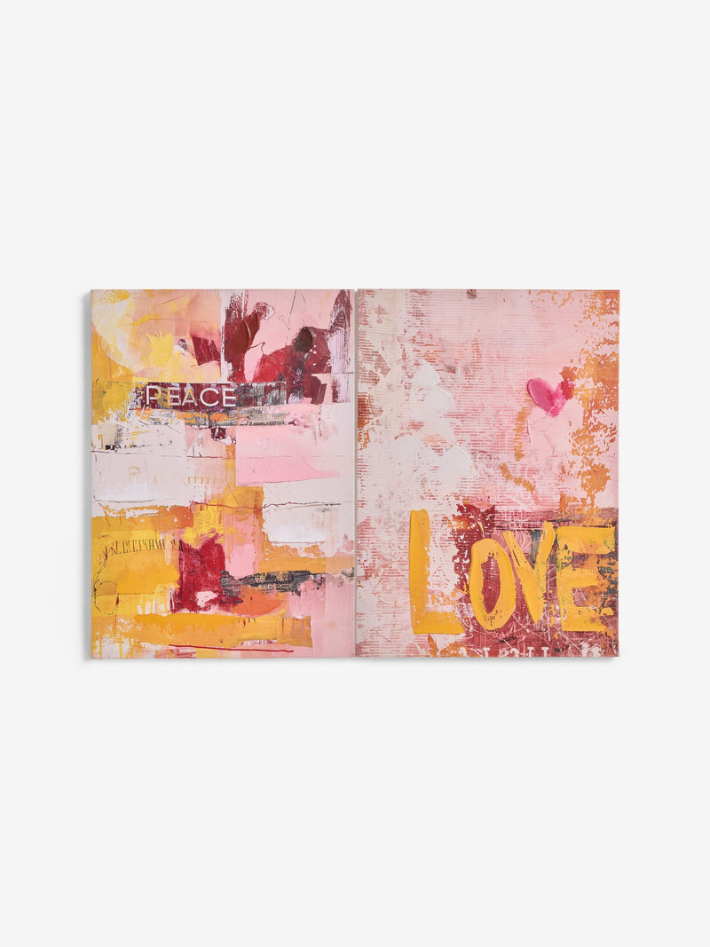 Rockett St George pink/orange canvas wall art set, imported from the UK