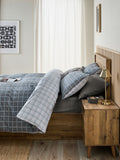 Grey reversible check duvet cover and pillowcase set, UK version