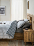 Grey reversible check duvet cover and pillowcase set, UK version