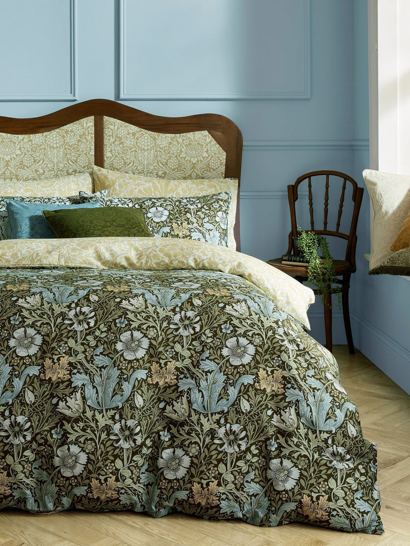 William Morris At Home Olive Green Compton Duvet Cover and Pillowcase Set