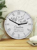 PMC Mr & Mrs wooden clock personalised, imported from the UK
