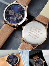 PMC Personalised Rose Gold Men's Watch with Brown Strap