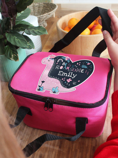 PMC Pink Personalised Dinosaur Insulated Lunch Bag