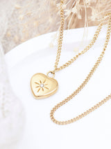 Treat Republic Gold Tone Personalized Celestial Heart Pendant Necklace