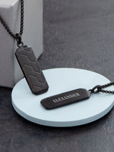 Treat Republic Personalised Men's Black Steel Dog Tag Necklace