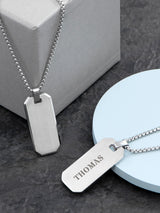 Treat Republic Personalised Men's Brushed Steel Dog Tag Necklace with 66cm Chain