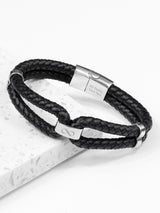 Treat Republic Men's Personalised Infinity Dual Leather Black Bracelet