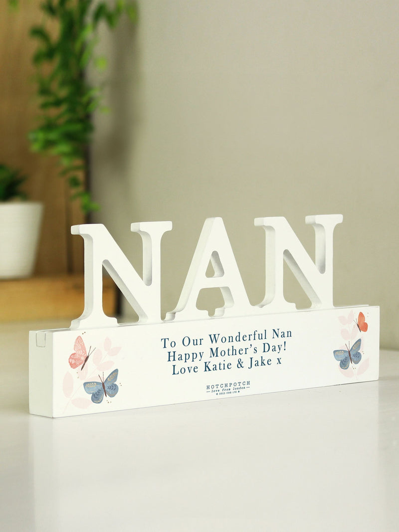PMC personalised wooden Nan ornament 10x20cm, imported from the UK