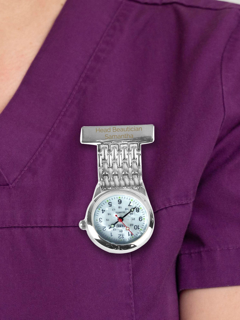PMC Silver Personalised Nurses Fob Watch